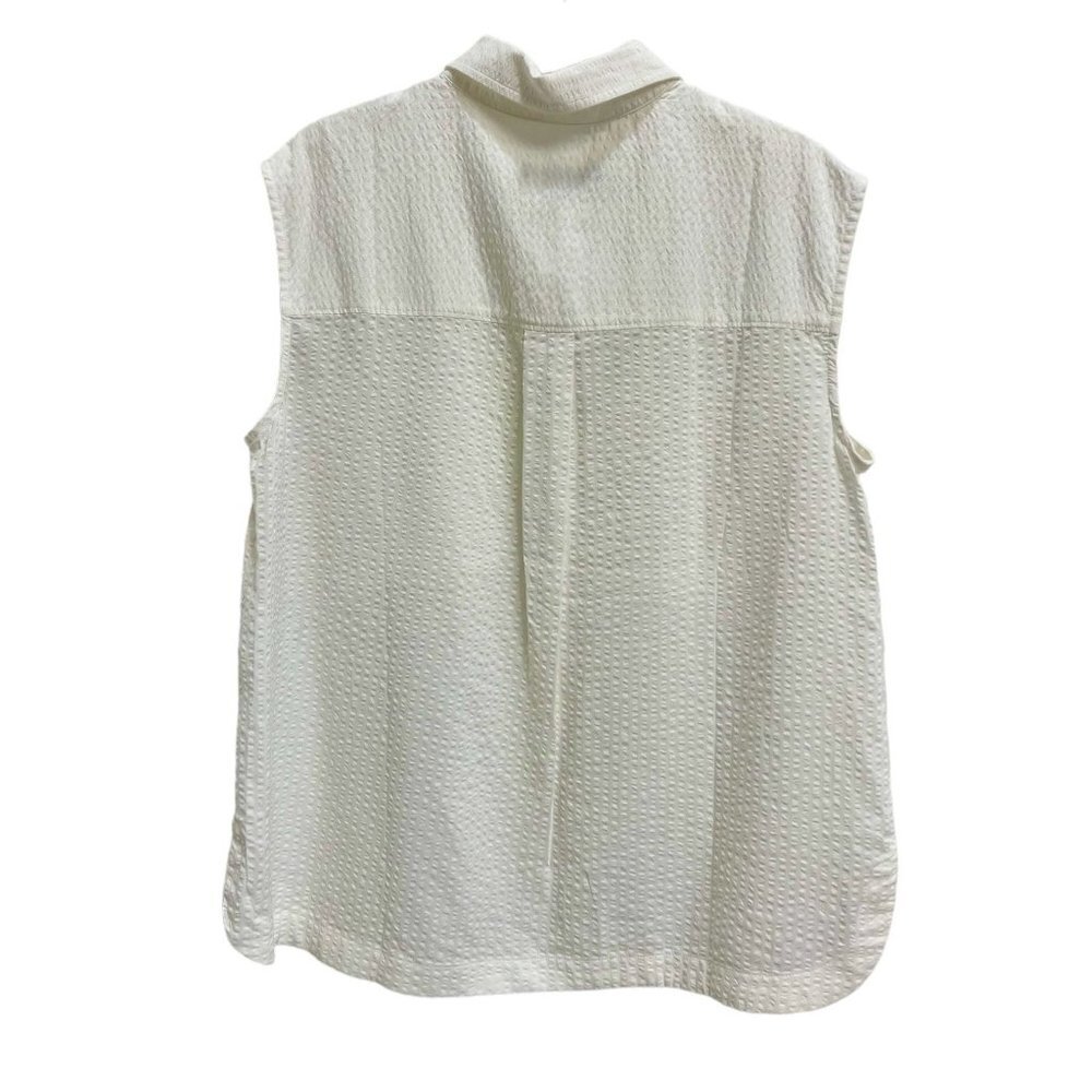 Banana Republic White Sleeveless Button Up Shirt Top Textured Fabric Size S NWT - Picture 3 of 10